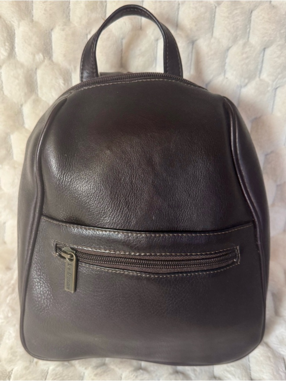 Brown Leather Mini Backpack, Sling Bag by Le Donne